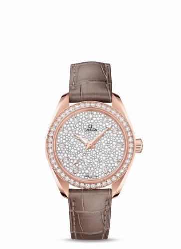 Omega Seamaster Aqua Terra 150M Master Chronometer 34 Sedna Gold / Diamond / Snow Diamond / Alligator 220.58.34.20.99.003 (22058342099003)